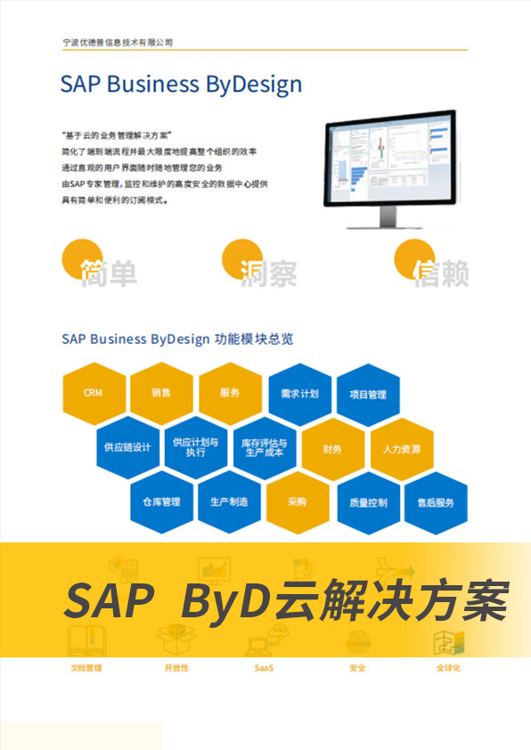 SAP Business ByDesign,SAP BYD,云ERP,SAP云平臺,云服務平臺,云平臺解決方案,中小型ERP系統